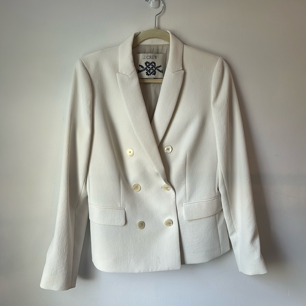 NWOT JCrew white double breasted blazer, size 4